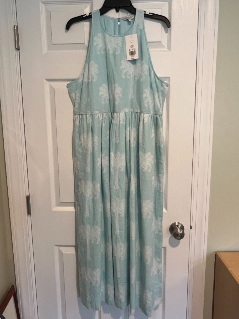 Crown and Ivy Long Dress Aqua Palm - Lined - Size 14 NWT